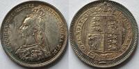 Great-Britain shilling 1887 superbe with rainbow patina AU/UNC