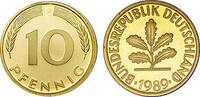Deutschland 10 Pfennig 1989 Deutschland bankfrisch 0,50 EUR prix TTC + 9,90 EUR frais d'envoi