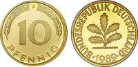 Deutschland 10 Pfennig 1989 Deutschland bankfrisch 0,50 EUR prix TTC + 9,90 EUR frais d'envoi
