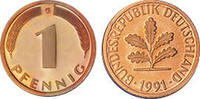 Deutschland 1 Pfennig 1991 Deutschland circuliert 0,30 EUR prix TTC + 9,90 EUR frais d'envoi