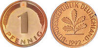 Deutschland 1 Pfennig 1992 Deutschland circuliert 0,30 EUR prix TTC + 9,90 EUR frais d'envoi