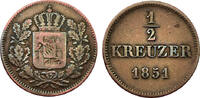 Bayern, Herzogtum 1/2 Kreuzer 1851 Bayern, Herzogtum fast sehr sch&ouml;n 15,00 EUR  + 69,00 EUR frais d'envoi