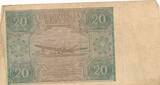 Polen 20 Złotych Zloty 1946 Banknote TTB-, kleine Einrisse