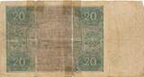 Polen 20 Zlotych Zloty 1946 Banknote V, TB, Risse. Belegstück