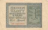 Polen 1 Zlotych Zloty 1941 Banknote TTB