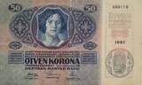 Österreich 50 Kronen 1914 Banknote, mit Aufdruck Deutschösterreich SUP-