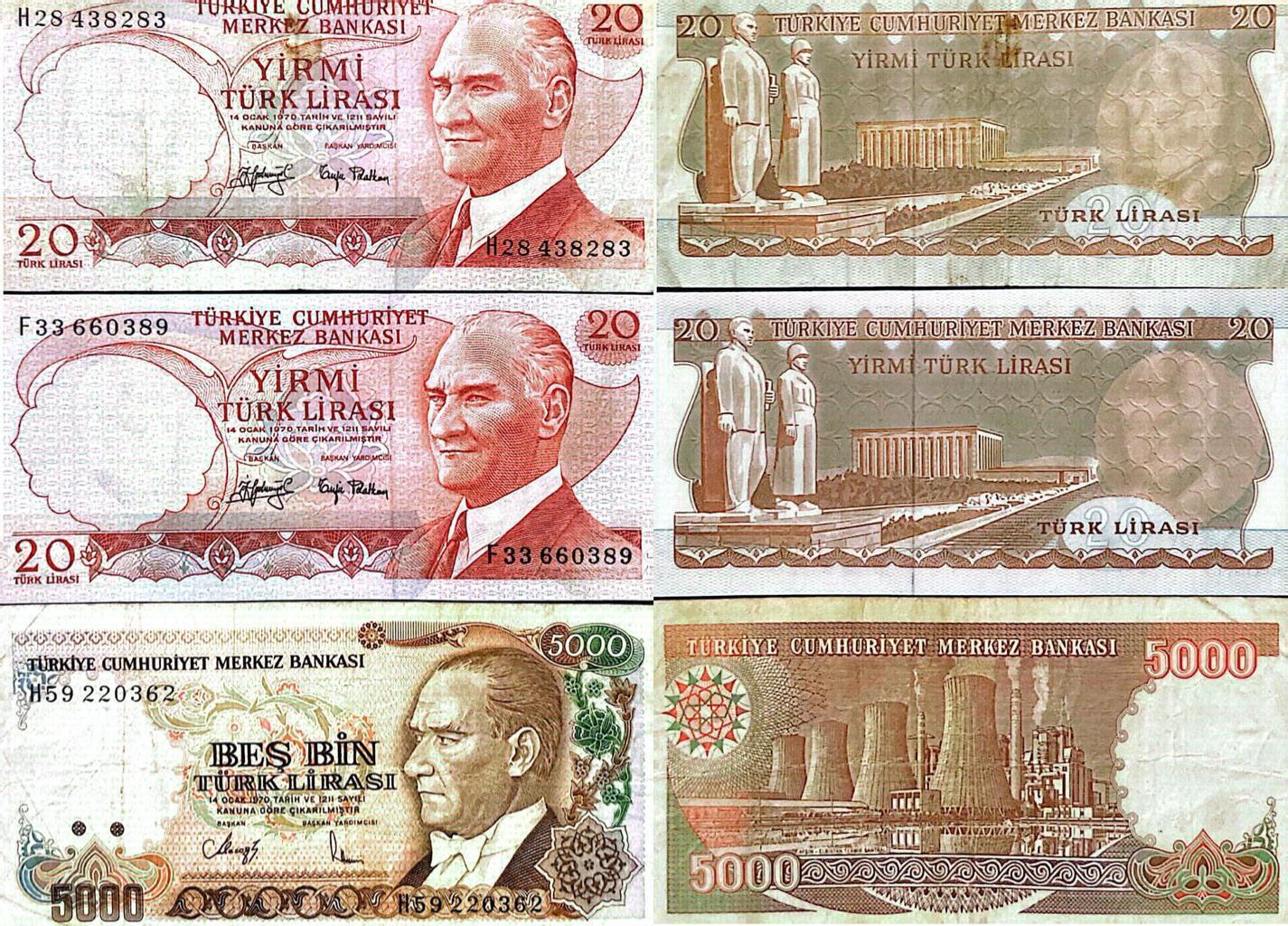Türkei 20, 5000 Lira 1970 Banknote SUP+ | MA-Shops