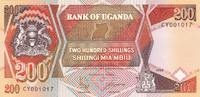 Uganda 200 Shillings 1994 Geldschein kassenfrisch unc 6,00 EUR prix TTC + 6,00 EUR frais d'envoi