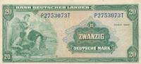 Bank deutscher Länder 20 deutsche Mark Banknote Serie: P2753073T -