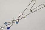 Schöne 925er Silber Kette Silberkette Collier Silbercollier mit Strass Steinen -