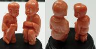 Alte Korallen Figur Schnitzerei auf Holzsockel Korallenfigur -