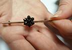 Antike böhmische Granat Brosche Nadel Granatschmuck L 6 cm tombak -