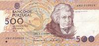Portugal 500 Escudos Geldschein Banknote Quinhentos Escudos -