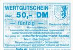 Deutschland 50 DM Mark Wertgutschein für Verbrauchermarkt Apolda -