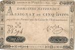 Frankreich Assignat 5 Livres -
