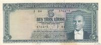 Türkei 5 Lira Merkez Bankasi,Serie J -