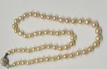 Akoya Perlen Kette 835er Silber Verschluß Perlenkette Perlencollier L 48 cm -