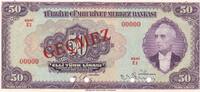 Türkei 50 Lira Elli türk lirasi Türkiye Cumhuriyeti Ismet Inönü SPECİMEN (Geçmez) -
