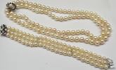 Perlenset Collier und Armband Perlenkette Perlenarmband 585er Weißgold Verschluß 14 Kt Akoya Perlen Saphir -
