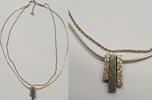 Silbercollier von Fossil Kette 925er Silber Silberkette L: 41-44 cm zweireihig -