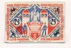Bielefeld 25 Mark Leinen Notgeldschein weiß, viollet Stempel, "Druck:E.GUNDLACH A.G. BIELEFELD" -