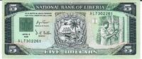 Liberia 5 Dollars Banknote Geldschein -
