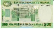 Ruanda2004 500 Cinq Cents Francs Banknote Geldschein unc 10,00 EUR prix TTC + 6,00 EUR frais d'envoi
