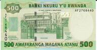 Ruanda 500 Cinq Cents Francs 2008 Banknote Geldschein unc 10,00 EUR prix TTC + 6,00 EUR frais d'envoi
