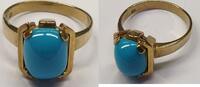 Goldring Damenring 8 Karat 333er Gold Ring Türkis Gelbgold Türkisring -