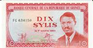 Guinea 10 Sylis 1980 Banknote Geldschein unc 8,00 EUR prix TTC + 6,00 EUR frais d'envoi