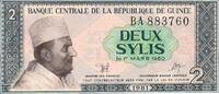 Guinea 2 Sylis 1981 Banknote Geldschein unc 8,00 EUR prix TTC + 6,00 EUR frais d'envoi