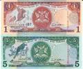 Trinidad & Tobaga 1 Dollar, 5 Dollars Banknote Geldschein 1 Stück 1 Dollar (unc), 1 Stück 5 Dollars (unc) Lot -
