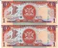 Trinidad & Tobaga 1 Dollar Banknote Geldschein 2 Stück 1 Dollar (unc) Lot -