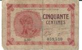 Frankreich 50 Centimes Banknote Geldschein -