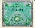 Frankreich 2 Francs Banknote Geldschein Allierte Militär Behörde -