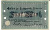 Neckarsulm-Deutschland 5 Mark Gutschein Gutschein der Stadt Neckarsulm -