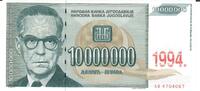 Jugoslawien 10.000.000 Dinara Banknote Geldschein -