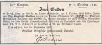 Altdeutschland Deutschland 2 Gulden , Zinsbeleg, Gräflich Görtzische Fideicommis-Curatel , Darmstadt Zinsdarlehenschein , 1837 -