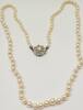 Perlenschmuck Perlenkette Antikschmuck Perlencollier Akoya Perlen Kette Collier 835 er Silber Verschluß L: 50 cm -