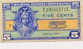 USA - Vereinigte Staaten v. Amerika 5 Cents Geldschein Militärgeld MPC, Military Payment Certificate Serie: 521 -