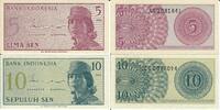 Indonesien 5 10 Sen Banknote Geldscheine 5 10 Sen (unc) 2 Scheine -