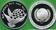 Vereinten Nationen 925er Silber Medaille United Nations UN Silver Peace Dove Proof Medal Franklin Mint -