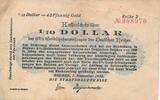 Deutsches Reich Deutschland 1/10 Dollar: 42 Pfennig Gold Notgeldschein, Notgeld Staatshauptkasse Bremen -