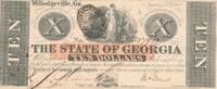USA - Vereinigte Staaten v. Amerika $ 10 Dollars Banknote, The State of Georgia , Konföderierte Staaten -