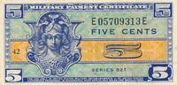 USA - Vereinigte Staaten v. Amerika 5 Cents Serie 521 Military Payment Certificate -