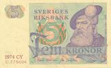 Schweden 5 Kronor Banknote Sveriges Riksbank -
