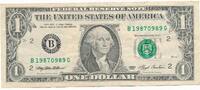 USA - Vereinigte Staaten v. Amerika $ 1 Dollar Banknote, New York, Franklin -