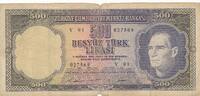 Türkei Türkiye 500 Lira 5.Emisyon 4.Tertip 500 Türk Lirasi Serie: V01-027569 -