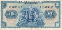 Deutschland BRD Bank Deutscher Länder 10 Deutsche Mark DM mit B Stempel für Berlin -