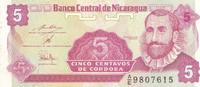 Nicaragua 5 Centavos de Cordoba seit 1990 Banknote bankfrisch 4,00 EUR prix TTC + 6,00 EUR frais d'envoi